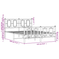 vidaXL Bettgestell mit Kopf- und Fu&szlig;teil Metall Wei&szlig; 135x190 cm