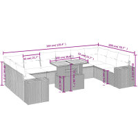 vidaXL 11-tlg. Garten-Sofagarnitur mit Kissen Grau Poly Rattan