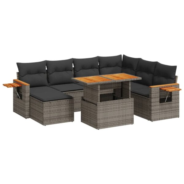 vidaXL 8-tlg. Garten-Sofagarnitur mit Kissen Grau Poly Rattan