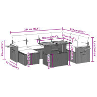 vidaXL 8-tlg. Garten-Sofagarnitur mit Kissen Grau Poly Rattan