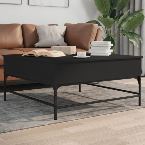 vidaXL Couchtisch Schwarz 95x95x45 cm Holzwerkstoff und Metall