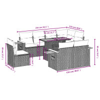 vidaXL 9-tlg. Garten-Sofagarnitur mit Kissen Grau Poly Rattan