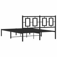 vidaXL Bettgestell mit Kopfteil Metall Schwarz 140x200 cm