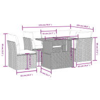 vidaXL 5-tlg. Garten-Sofagarnitur mit Kissen Grau Poly Rattan