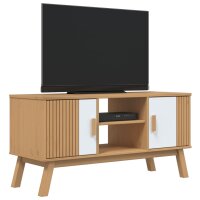 vidaXL TV-Schrank OLDEN Wei&szlig; und Braun 114x43x57 cm Massivholz Kiefer