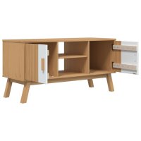 vidaXL TV-Schrank OLDEN Wei&szlig; und Braun 114x43x57 cm Massivholz Kiefer