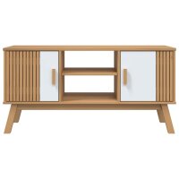 vidaXL TV-Schrank OLDEN Wei&szlig; und Braun 114x43x57 cm Massivholz Kiefer