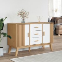 vidaXL Sideboard OLDEN Wei&szlig; und Braun 114x43x73,5 cm Massivholz Kiefer