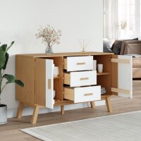 vidaXL Sideboard OLDEN Wei&szlig; und Braun 114x43x73,5 cm Massivholz Kiefer