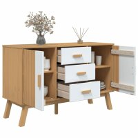 vidaXL Sideboard OLDEN Wei&szlig; und Braun 114x43x73,5 cm Massivholz Kiefer