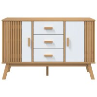 vidaXL Sideboard OLDEN Wei&szlig; und Braun 114x43x73,5 cm Massivholz Kiefer