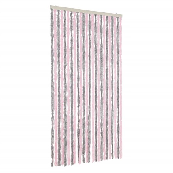 vidaXL Fliegenvorhang Silbergrau und Rosa 100x220 cm Chenille