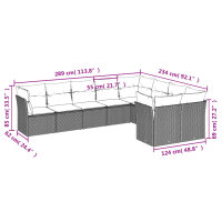 vidaXL 10-tlg. Garten-Sofagarnitur mit Kissen Schwarz Poly Rattan