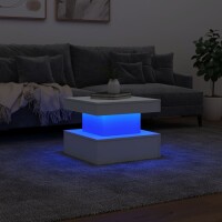 vidaXL Couchtisch mit LED-Leuchten Wei&szlig; 50x50x40 cm