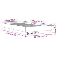 vidaXL Bettgestell R&auml;uchereiche 90x190 cm Holzwerkstoff