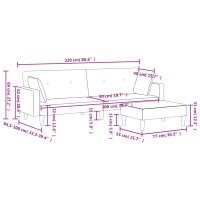 vidaXL Schlafsofa 2-Sitzer mit Fußhocker Schwarz Stoff