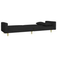 vidaXL Schlafsofa 2-Sitzer mit Fußhocker Schwarz Stoff