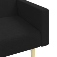 vidaXL Schlafsofa 2-Sitzer mit Fußhocker Schwarz Stoff