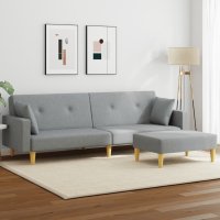 vidaXL Schlafsofa 2-Sitzer mit Fußhocker Hellgrau...