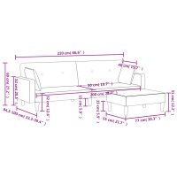 vidaXL Schlafsofa 2-Sitzer mit Fu&szlig;hocker Hellgrau Stoff