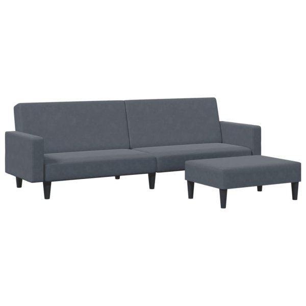 vidaXL Schlafsofa 2-Sitzer mit Fußhocker Dunkelgrau Samt