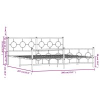 vidaXL Bettgestell mit Kopf- und Fu&szlig;teil Metall Schwarz 200x200 cm