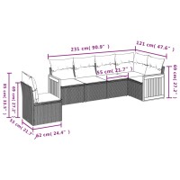 vidaXL 6-tlg. Garten-Sofagarnitur mit Kissen Schwarz Poly Rattan