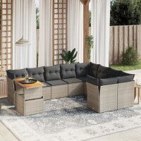 vidaXL 10-tlg. Garten-Sofagarnitur mit Kissen Grau Poly...