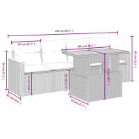 vidaXL 5-tlg. Garten-Sofagarnitur mit Kissen Grau Poly Rattan