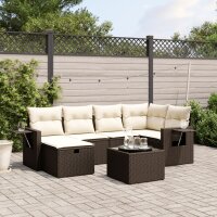 vidaXL 6-tlg. Garten-Sofagarnitur mit Kissen Braun Poly Rattan