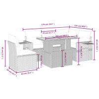 vidaXL 6-tlg. Garten-Sofagarnitur mit Kissen Grau Poly Rattan