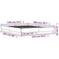 vidaXL Bettgestell Grau Sonoma 140x200 cm Holzwerkstoff