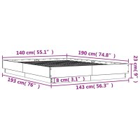 vidaXL Bettgestell Grau Sonoma 140x190 cm Holzwerkstoff