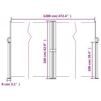 vidaXL Seitenmarkise Ausziehbar Anthrazit 160x1200 cm