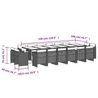 vidaXL 17-tlg. Garten-Essgruppe mit Kissen Hellgrau Poly Rattan