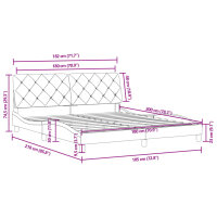 vidaXL Bettgestell mit Kopfteil Hellgrau 180x200 cm Samt