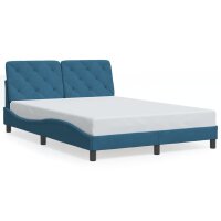 vidaXL Bettgestell mit Kopfteil Blau 140x190 cm Samt