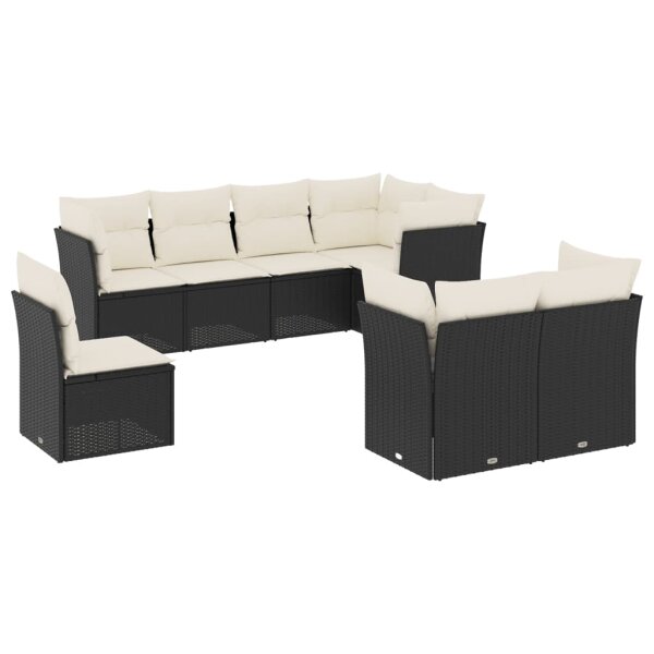 vidaXL 8-tlg. Garten-Sofagarnitur mit Kissen Schwarz Poly Rattan