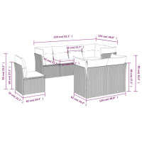 vidaXL 8-tlg. Garten-Sofagarnitur mit Kissen Schwarz Poly Rattan