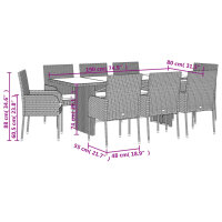 vidaXL 9-tlg. Garten-Essgruppe mit Kissen Schwarz Poly Rattan