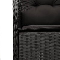 vidaXL 7-tlg. Garten-Essgruppe mit Kissen Schwarz Poly Rattan