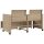 vidaXL Gartensofa 2-Sitzer mit Tisch und Hockern Beige Poly Rattan