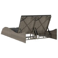 vidaXL Sonnenliege mit Auflagen Grau 114x205x73 cm Poly Rattan