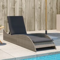 vidaXL Sonnenliege mit Auflage Grau 60x205x73 cm Poly Rattan