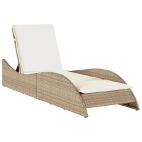 vidaXL Sonnenliege mit Auflage Beige 60x205x73 cm Poly Rattan