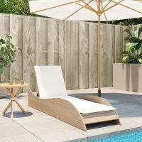 vidaXL Sonnenliege mit Auflage Beige 60x205x73 cm Poly Rattan