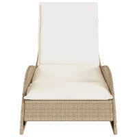 vidaXL Sonnenliege mit Auflage Beige 60x205x73 cm Poly Rattan