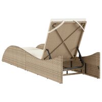 vidaXL Sonnenliege mit Auflage Beige 60x205x73 cm Poly Rattan