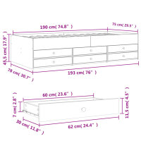 vidaXL Tagesbett mit Schubladen Betongrau 75x190 cm Holzwerkstoff