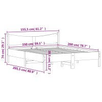 vidaXL Massivholzbett mit Kopfteil 150x200 cm Kiefer